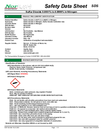 Thumbnail of document Data Sheet - Sulfur Dioxide (SO2) Calibration Gas - 1079